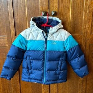 LL Bean 4T Down Hooded Jacket Blue, EUC